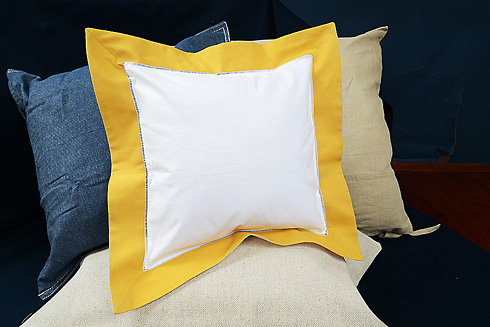 Square Hemstitch Baby Pillow with Habanero Gold color 12" SQ.